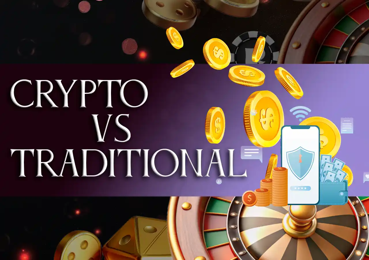 Comparison icons for crypto vs traditional payments